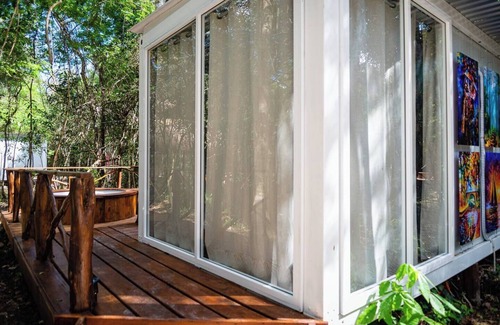 Akumal Cabina | Peaceful Getaway in the Jungle with AC and private deck with Hot Tub.