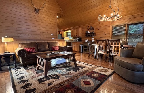 Black Bear Falls Cabina | Pet friendly! Hot tub, Pool, King Beds, Pool table. Only 3 miles to downtown GB!