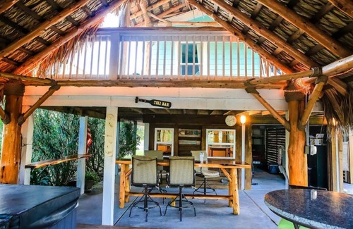 Galveston Casa | Private Hot Tub with outdoor shower and tiki area to relax and Enjoy!