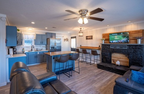 Camdenton Casa | Private Island Retreat with 500' Level Lakefront & 3 Houses with Private Docks!!
