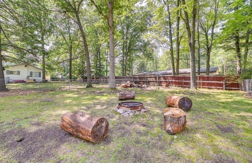 Prudenville Casa | Prudenville Family Home with Game Room and Fire Pit!