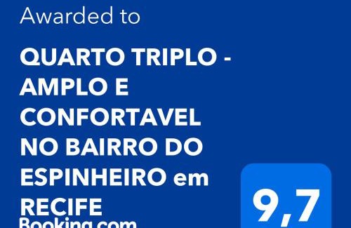 Espinheiro Casa | QUARTO TRIPLO - AMPLO E CONFORTAVEL-PERTO DO CENTRO DE CONVENÇÕES-RECIFE-Pe