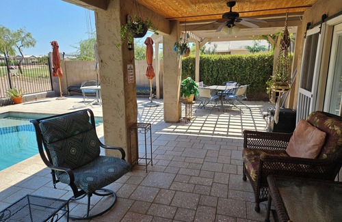 San Tan Valley Casa | Quiet comfort home on Fairway, Spa, Pool & Remodeled!