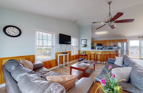Wind Over Waves Casa | Renovated water-view house with private pool, hot tub, game room, & central AC