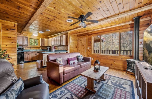 Townsend Cabina | RIVER VIEWS! 1/2 mile to GSMNP! 10 Mins to Cades Cove! Hot Tub! FirePit! Grill!
