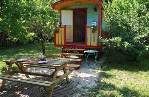 St.-Remy-de-Provence Casa | Caravana-BOHEME-Baño con ducha-Vista al Jardín