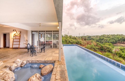 Karjat Villa | SaffronStays One Tree Farm, Karjat-Infinity Pool Villa With River View