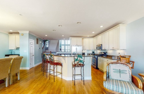 Fenwick Island Casa | Salt Meadows townhouse w/ elevator, gas fireplace & community pool and pier