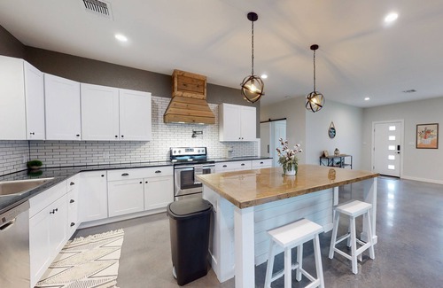 Fischer Casa | Secluded home with firepit, gas grill, central AC, game room, W/D
