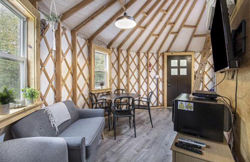 Sears Otro | Secluded Off-Grid Yurt with Forest Views Near Trails in Sears, Michigan