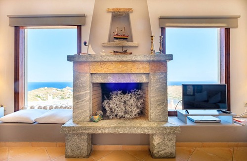 Vourkari Villa | Silver Moon Villa: villa artística con una vista impresionante del mar Egeo