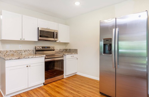 Kapoho Casa | Single-level, dog-friendly home with a full kitchen, washer/dryer, patio
