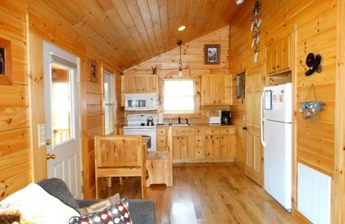 Hillsville Cabina | Los rápidos relajantes esperan en Buck Creek Cabin, en Parkway / I-77, cerca de Fancy Gap, VA