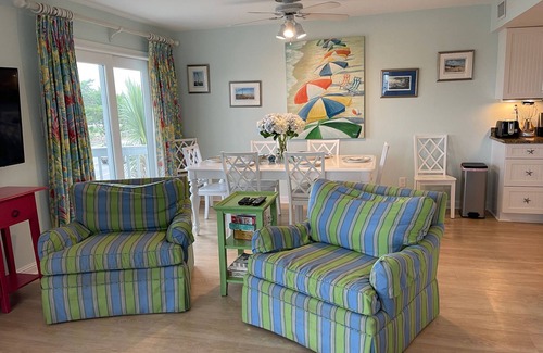 Wrightsville Beach Condominio | ¡Ubicación!Frente de sonido, vista al mar, muelle privado y estilo caribeño
