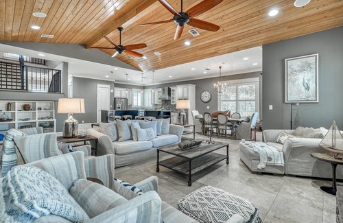 Sugarwood Beach Casa | Spacious Layout with Heated Pool, Fire Pit, Golf Cart, Bikes, and Carriage House