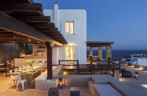 Ornos Villa | Espectacular Seaside Villa, St. John beach, piscina privada, Sunset View Over Delos