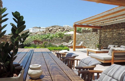 Tourlos Villa | Splendid Mykonos Villa | Villa Ravenclaw | 4 Bedrooms | Breathtaking Sea Views | Spacious Furnished Sun Terrace | Private Outdoor Hot Tub | Shaded Outdoor Dining Area | Agia Sofia, Tourlos