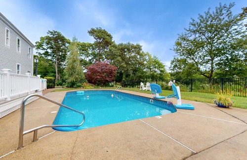 West Barnstable Casa | Sprawling dog-friendly lake estate with pool, patio, fire pit, games, & views
