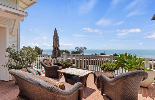 Summerland Casa | Steps to Beach and Town! Ocean Views! Space for 7!