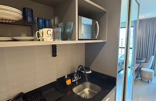 Centro Apartamento | Studio A - VIP with kitchen, sea view, 1 minute walk to the beach in Itapema
