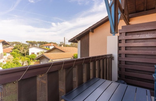 Biscarrosse Plage Apartamento | Studio Apartment 'Charmant Mezzanine' with Private Terrace and Balcony