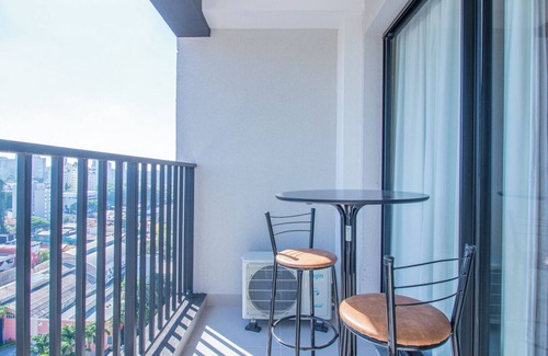 Santo Amaro Apartamento | Studio elegante com varanda e ótima localização