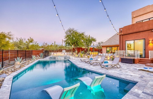 Desert View Village Casa | Stunning Arizona estate with mountain views, a heated pool, game room, & hot tub