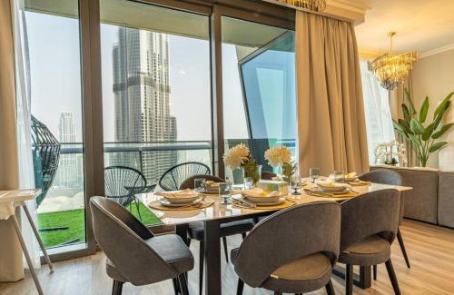 Downtown Dubai Apartamento | Stylish 3BR with Balcony Burj Khalifa & Fountain Views Near Dubai Mall