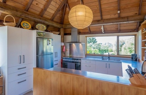 Te Horo Beach Casa | Elegante casa frente a la playa con impresionantes vistas