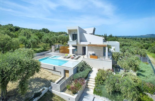 Acharavi Villa | Stylish Modern Villa, A/C, Private Pool & Fabulous Sea Views 15mins walk to Acharavi or Roda Beach!