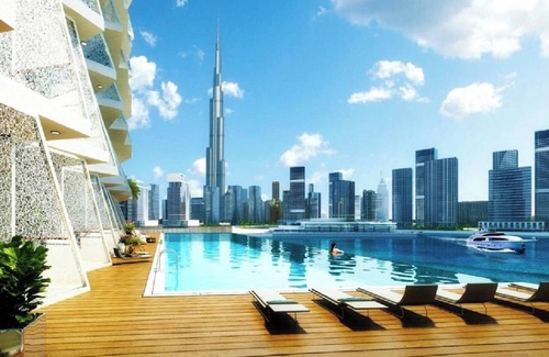 Business Bay Apartamento | Stylish Top Floor Burj Khalifa, Lake View, Balcony Furnished Appartment Balcony