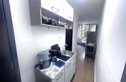 El Cangrejo Casa | Suite con cocina pequeña y baño privado