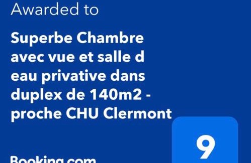 Teilhard Casa | Superbe Chambre avec vue et salle d eau privative dans duplex de 140m2 - proche CHU Clermont