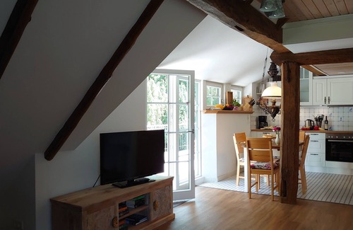Ihlow Apartamento | Thatched roof vacation apartment De Leev - Country house Lübbertsfehn in the middle of East Frisia
