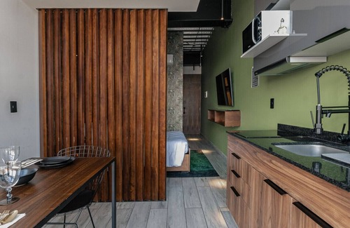 Benito Juarez Apartamento | The Jungle Loft 5 – Confort Tropical en Ubicación Céntrica con Cocina