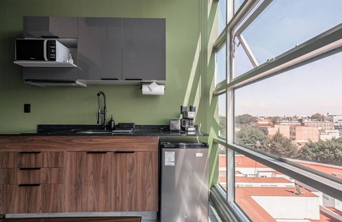 Benito Juarez Apartamento | The Jungle Loft 5 – Confort Tropical en Ubicación Céntrica con Cocina