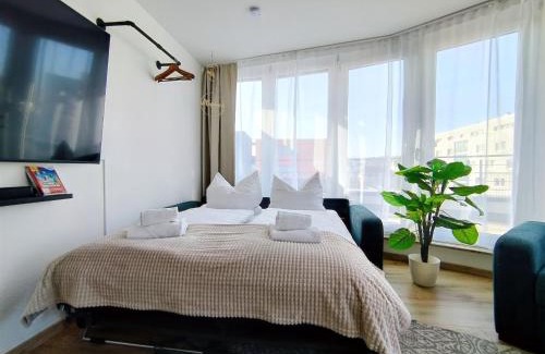 Ulm Apartamento | Ulmer Penthouse für 7, Arbeitsplatz, XXL-Dachterrasse, Grill, Wii