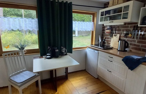 Prieros Casa | Casa de vacaciones 'Ferienhaus Seeidyll' con vistas al lago, terraza compartida y jardín compartido