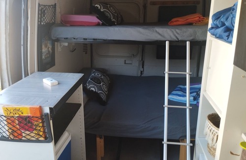 Millenaire Casa | Van set up in a PUBLIC parking lot that's good for repairs