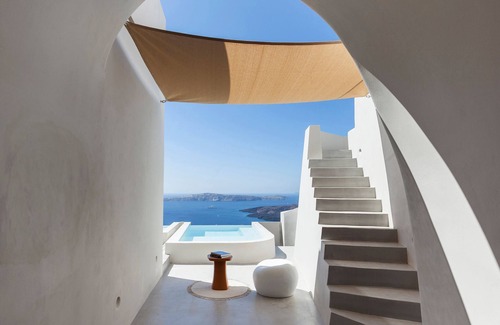 Firostefani Villa | Villa Cave/ heated plunge pool, caldera view