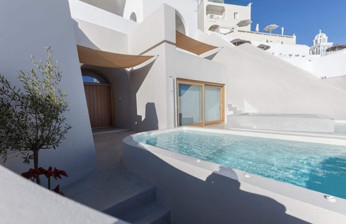 Firostefani Villa | Villa Cave/ heated plunge pool, caldera view