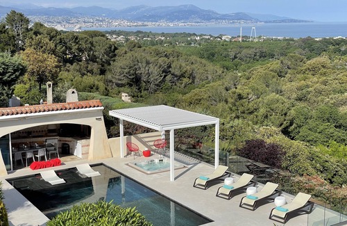 Antibes Villa | Vista panorámica al mar, villa clasificada 5 Piscina climatizada Spa Billard