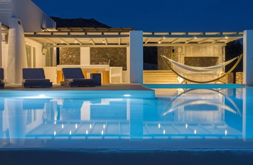 Kalafatis Villa | Villa Luna - Sunset view - Private Pool - sleeps 14