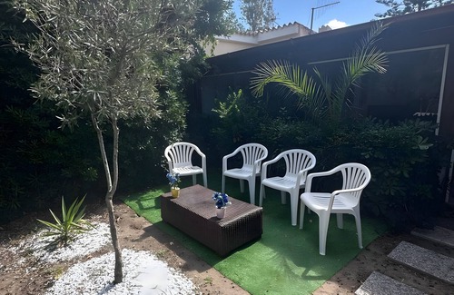 Geremeas Villa | Cottage Near the Beach with Wi-Fi, Garden and Terrace; Pets Allowed