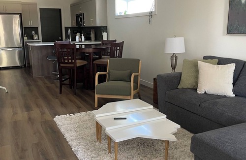 Lethbridge Casa | Walkout full separate 2BR 1Bath 3 queen beds suite. Separate entrance. Laundry.
