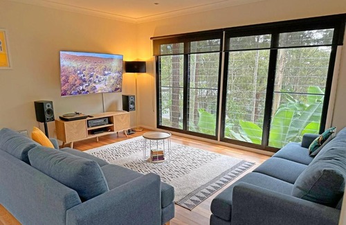 Murrays Beach Casa | Wallarah Forest Stay - heated swim spa and resort style grounds