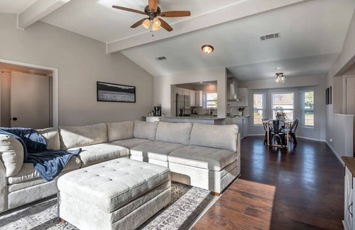 Granbury Casa | Waterfront home with fire pit, gameroom, and dock