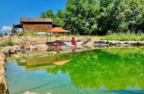 Waterville Cabina | Whitetail Ridge Cabin with Swimming Pond & Hot Tub Jacuzzi