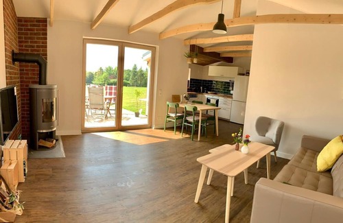 Am Dobrock Casa | Casa de madera en el campo con chimenea - Lytte Hytte | Casa de vacaciones Wingst