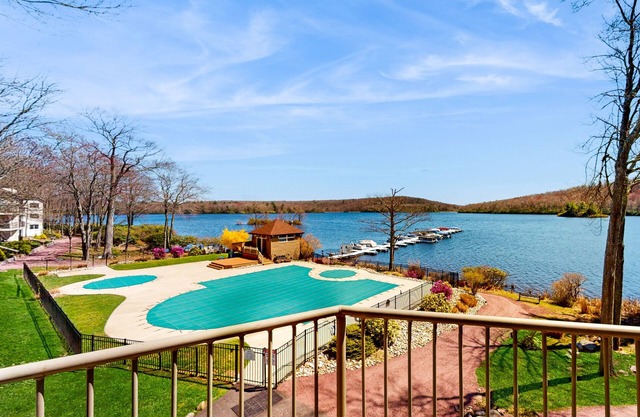 1st-floor lakefront condo with mountain views & pool - near ski/hiking